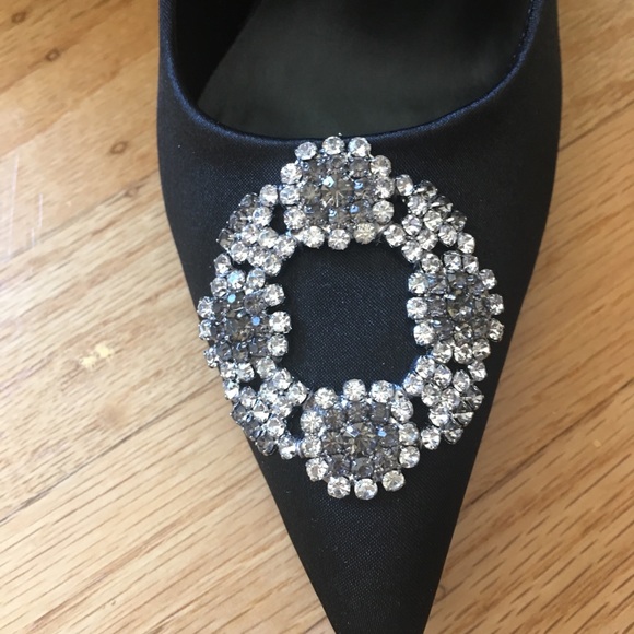 Black pointy toe evening high heeled shoes - Picture 3 of 7